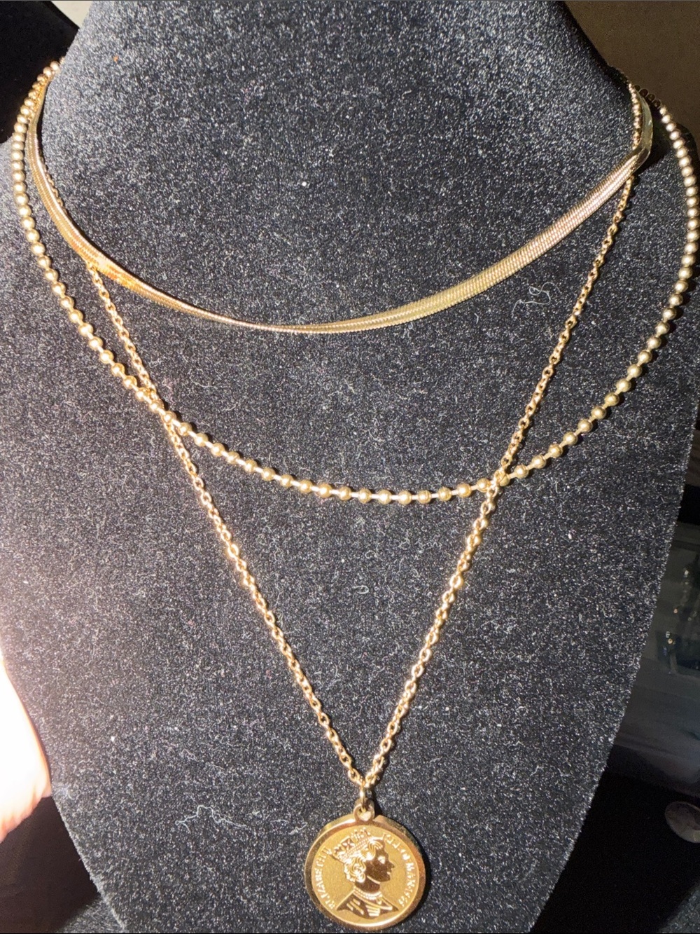 Layered Gold-Tone Coin Pendant Necklace Set